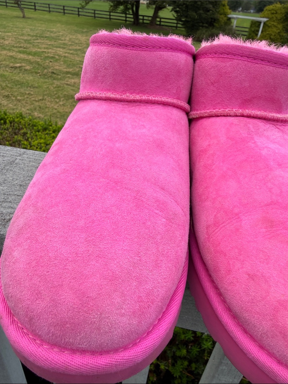 UGG Women's Short Suede Ankle Booties in Bright Pink, Size 11 - Picture 5 of 12